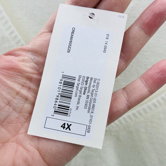 A New Day Womens Plus Size 4X Soft Cozy Knit V-Neck Pullover Sweater Cream 010 - Picture 6 of 7